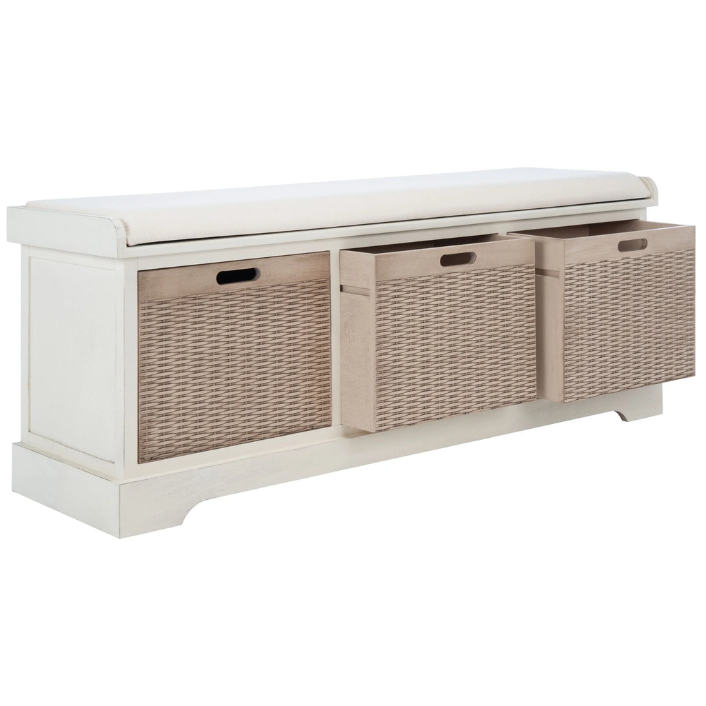 Banc de rangement SAFAVIEH Fiorello 3 tiroirs avec coussin - 47,3 L x 15 P x 19 H - 47Lx15Px19H