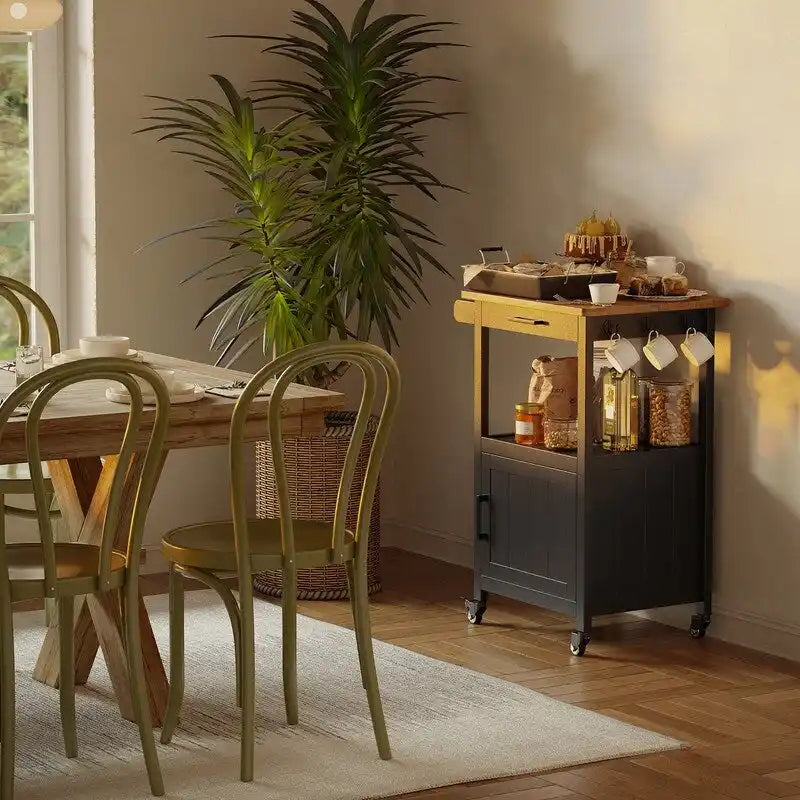 Carrello da Cucina in Legno con Cassetti