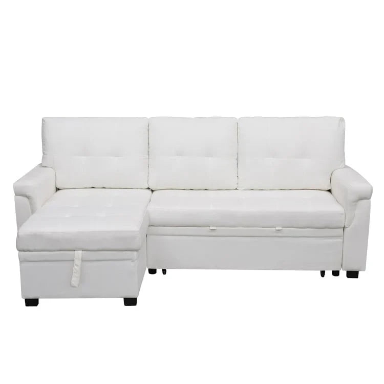 Divano sezionale reversibile con letto estraibile, chaise longue con contenitore nascosto, gambe durevoli,