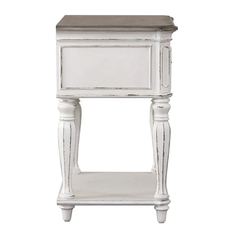 Comodino con Gambe Antico Bianco Magnolia Manor