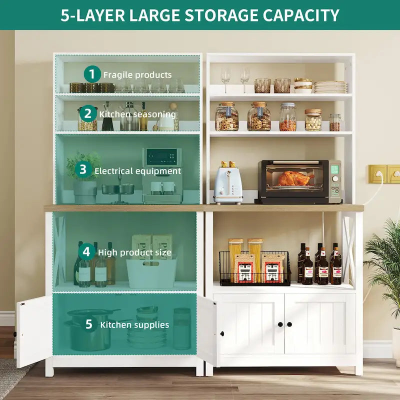 Moasis Scaffale da Forno da Cucina a 5 Livelli con Ripiani, Supporto per Forno a Microonde, Organizzatore per Ripiani da Cucina