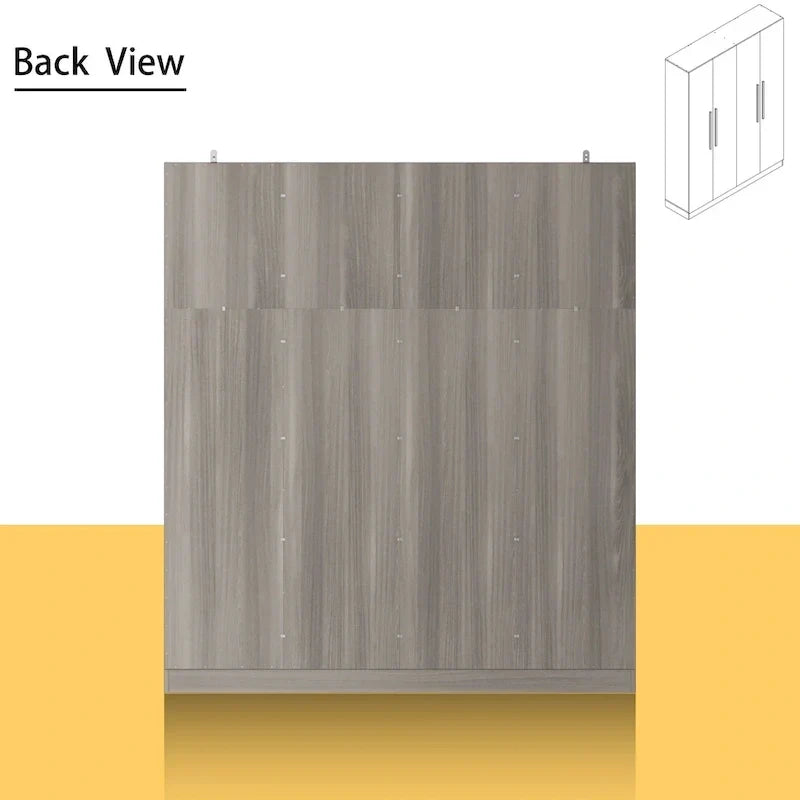 Armadio moderno freestanding in legno massiccio con ripiani