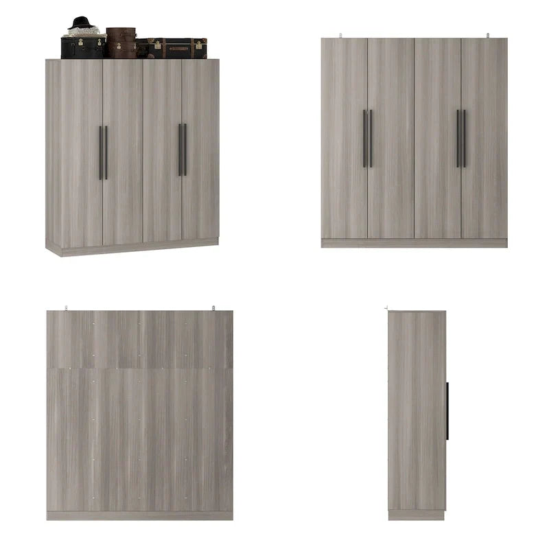 Armadio moderno freestanding in legno massiccio con ripiani