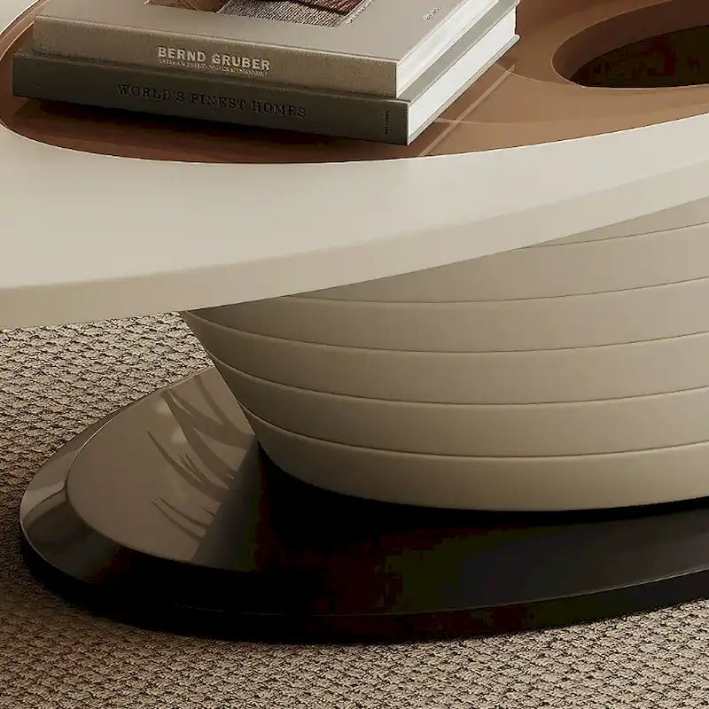 Tavolino da caffè ovale con piano in vetro, base grigia, stile moderno minimalista lussuoso e leggero, 130 cm - L 130 cm L 65 cm A 36,5 cm